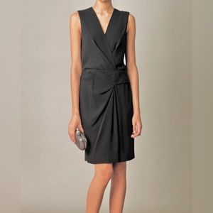 Diane von Furstenberg Black Gathered Front Sheath Dress Sz 14 (fits 12)